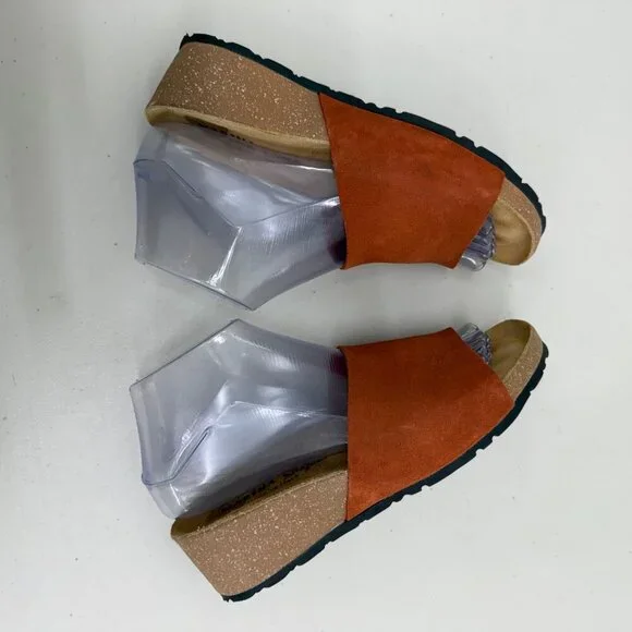 Marina Luna Suede Leather Wedge Comfort Slide Sandals Italy Made Shoes Womens 7 - Picture 6 of 8